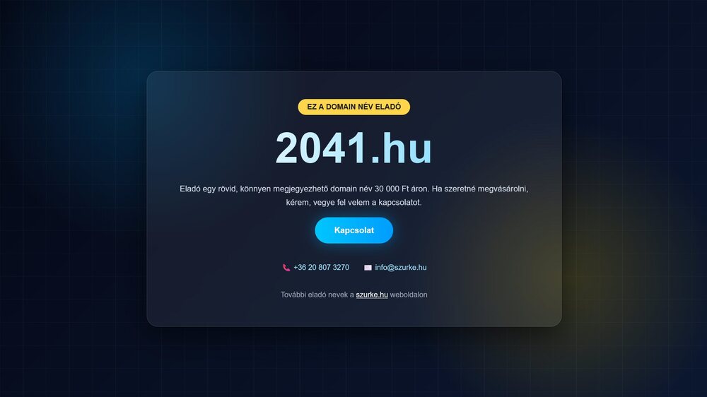 Eladó a 2041.hu domain név – 30 000 Ft
